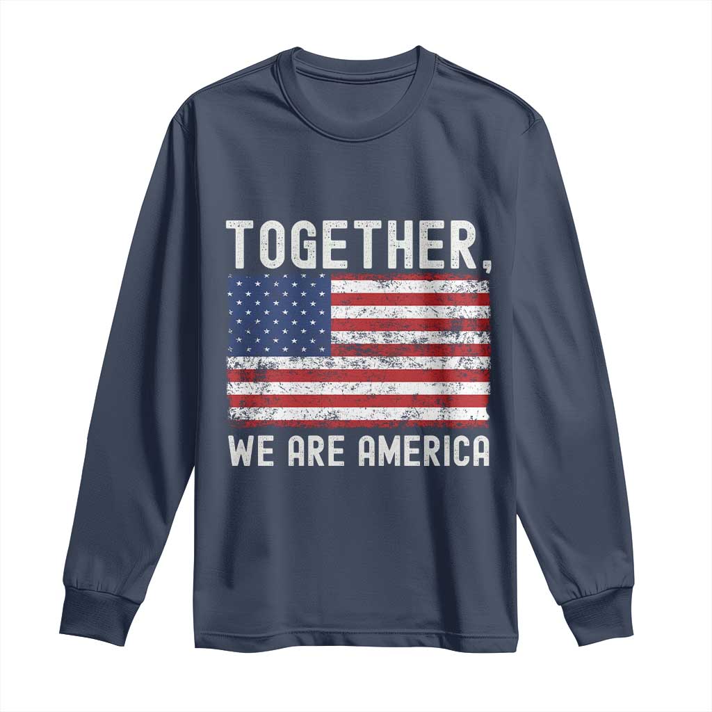 Together We Are America Vintage Football Long Sleeve Shirt Classic Patriotic Sports Bunny Inspirational Quote