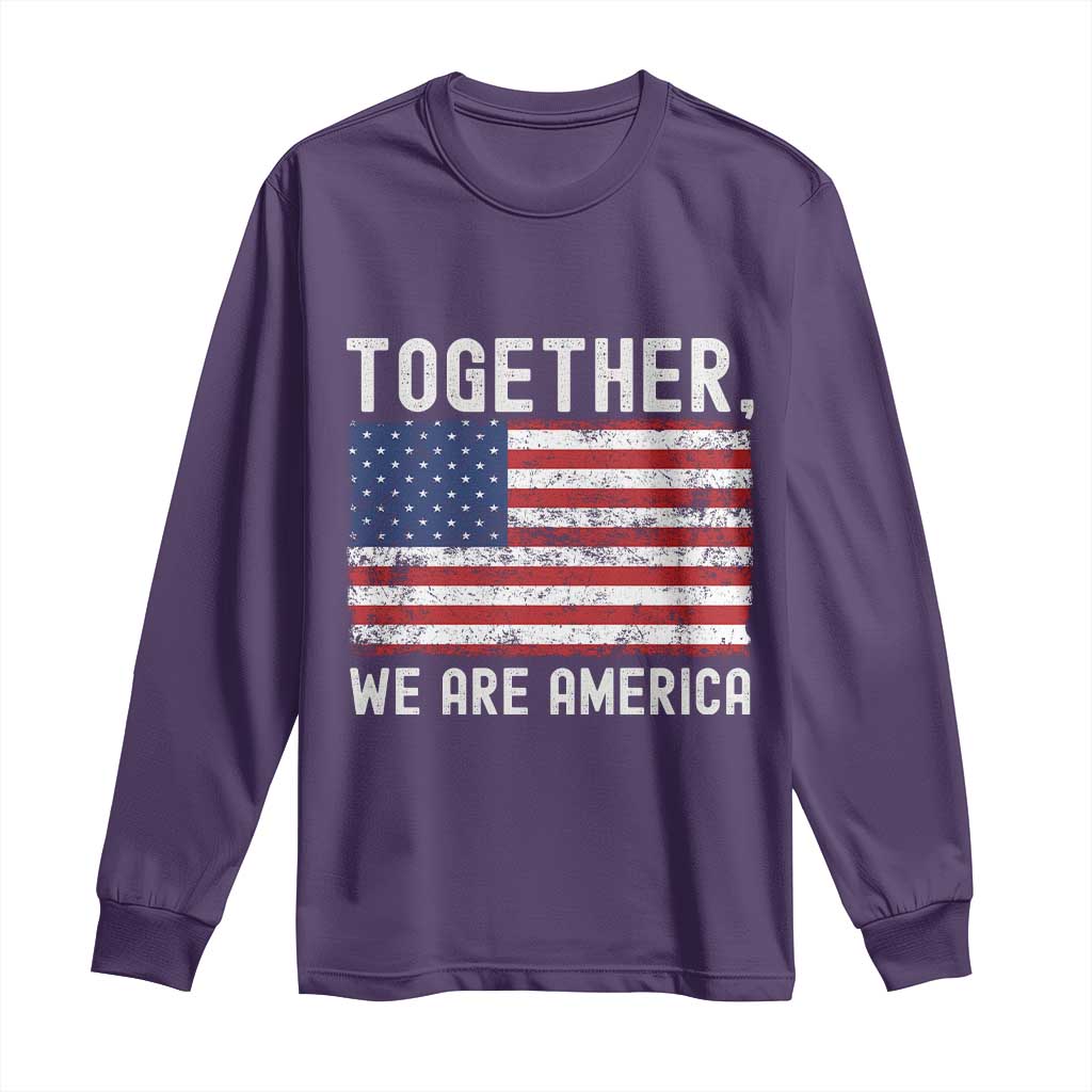Together We Are America Vintage Football Long Sleeve Shirt Classic Patriotic Sports Bunny Inspirational Quote