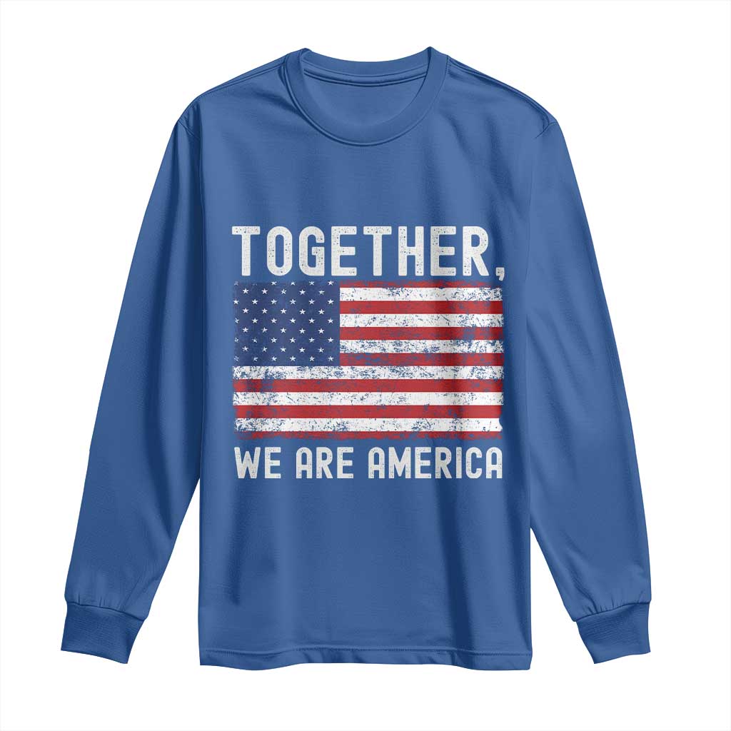 Together We Are America Vintage Football Long Sleeve Shirt Classic Patriotic Sports Bunny Inspirational Quote