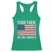 Together We Are America Vintage Football Racerback Tank Top Classic Patriotic Sports Bunny Inspirational Quote