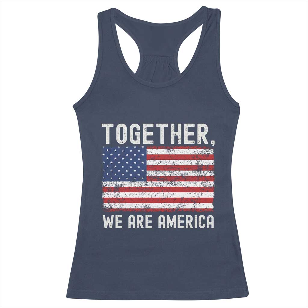 Together We Are America Vintage Football Racerback Tank Top Classic Patriotic Sports Bunny Inspirational Quote