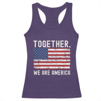 Together We Are America Vintage Football Racerback Tank Top Classic Patriotic Sports Bunny Inspirational Quote