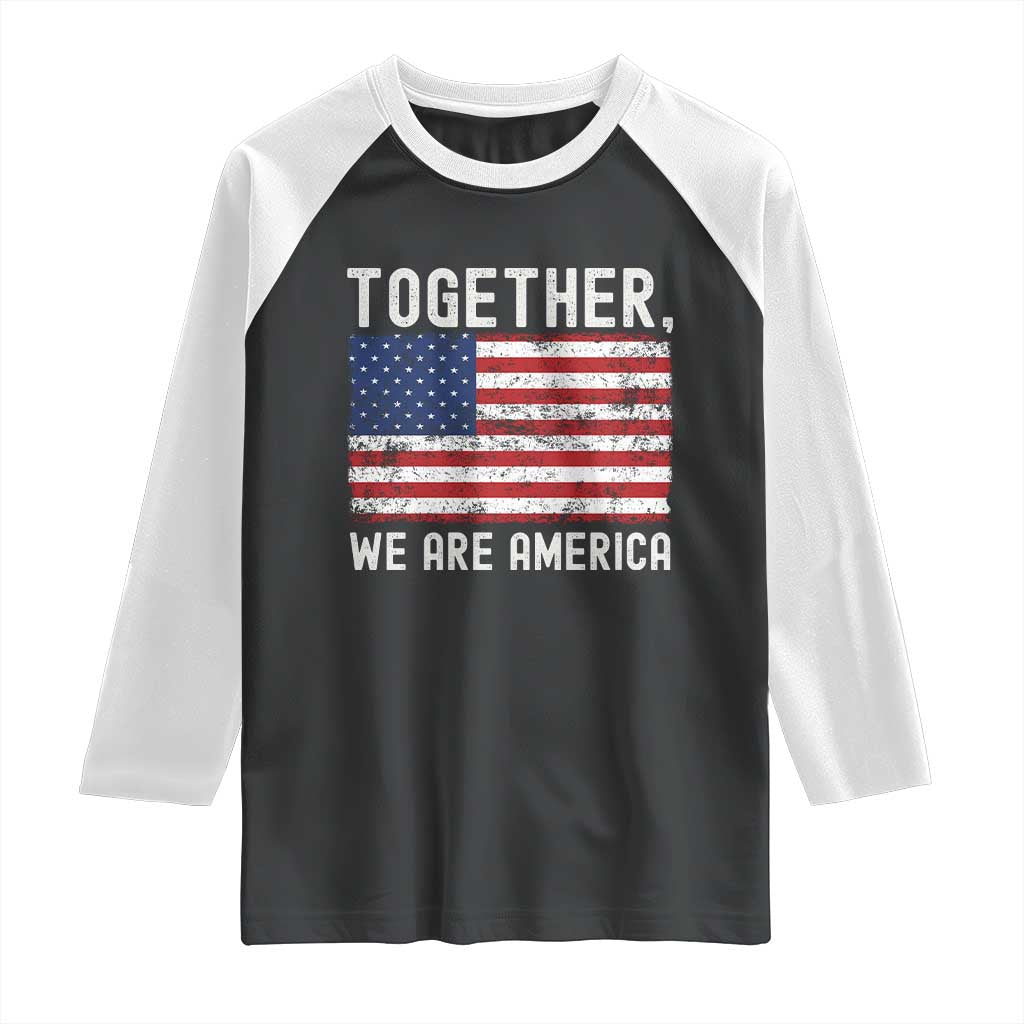 Together We Are America Vintage Football Raglan Shirt Classic Patriotic Sports Bunny Inspirational Quote