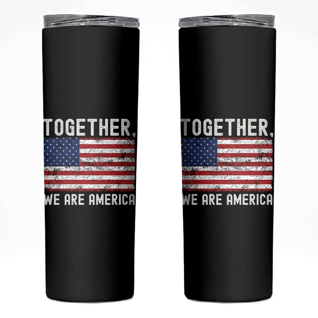 Together We Are America Vintage Football Skinny Tumbler Classic Patriotic Sports Bunny Inspirational Quote