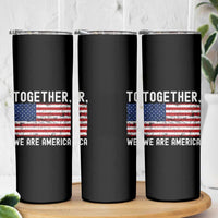 Together We Are America Vintage Football Skinny Tumbler Classic Patriotic Sports Bunny Inspirational Quote