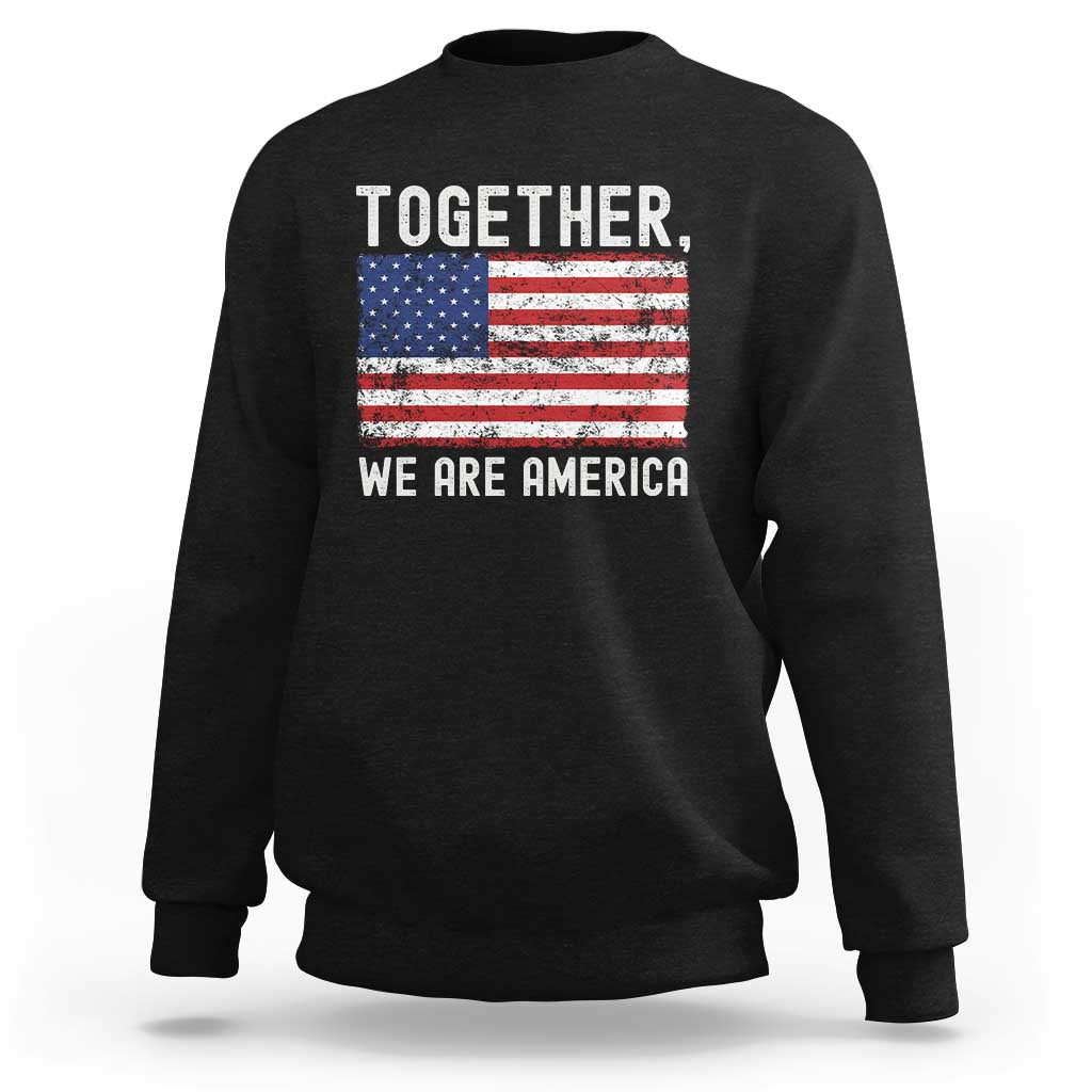 Together We Are America Vintage Football Sweatshirt Classic Patriotic Sports Bunny Inspirational Quote