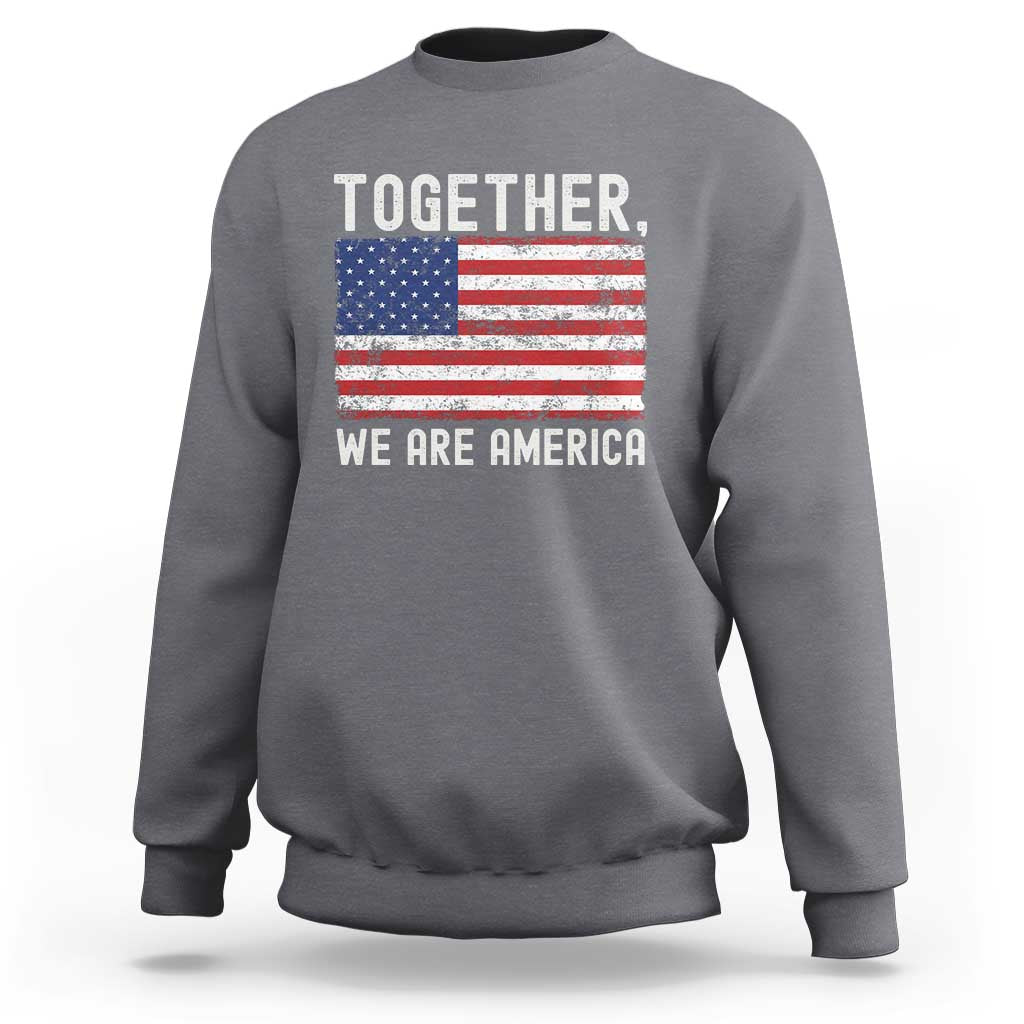 Together We Are America Vintage Football Sweatshirt Classic Patriotic Sports Bunny Inspirational Quote