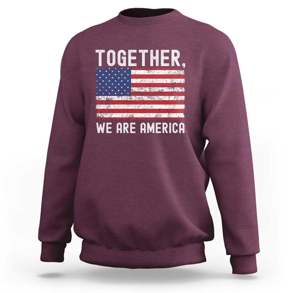 Together We Are America Vintage Football Sweatshirt Classic Patriotic Sports Bunny Inspirational Quote