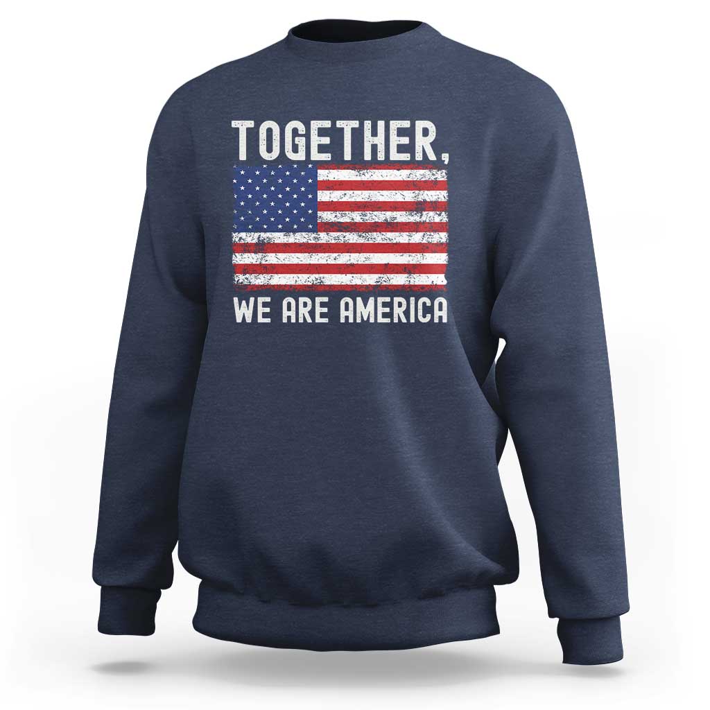 Together We Are America Vintage Football Sweatshirt Classic Patriotic Sports Bunny Inspirational Quote