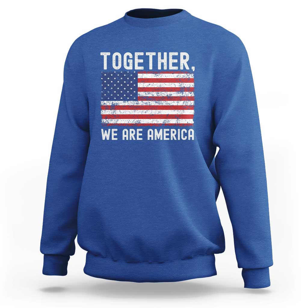 Together We Are America Vintage Football Sweatshirt Classic Patriotic Sports Bunny Inspirational Quote