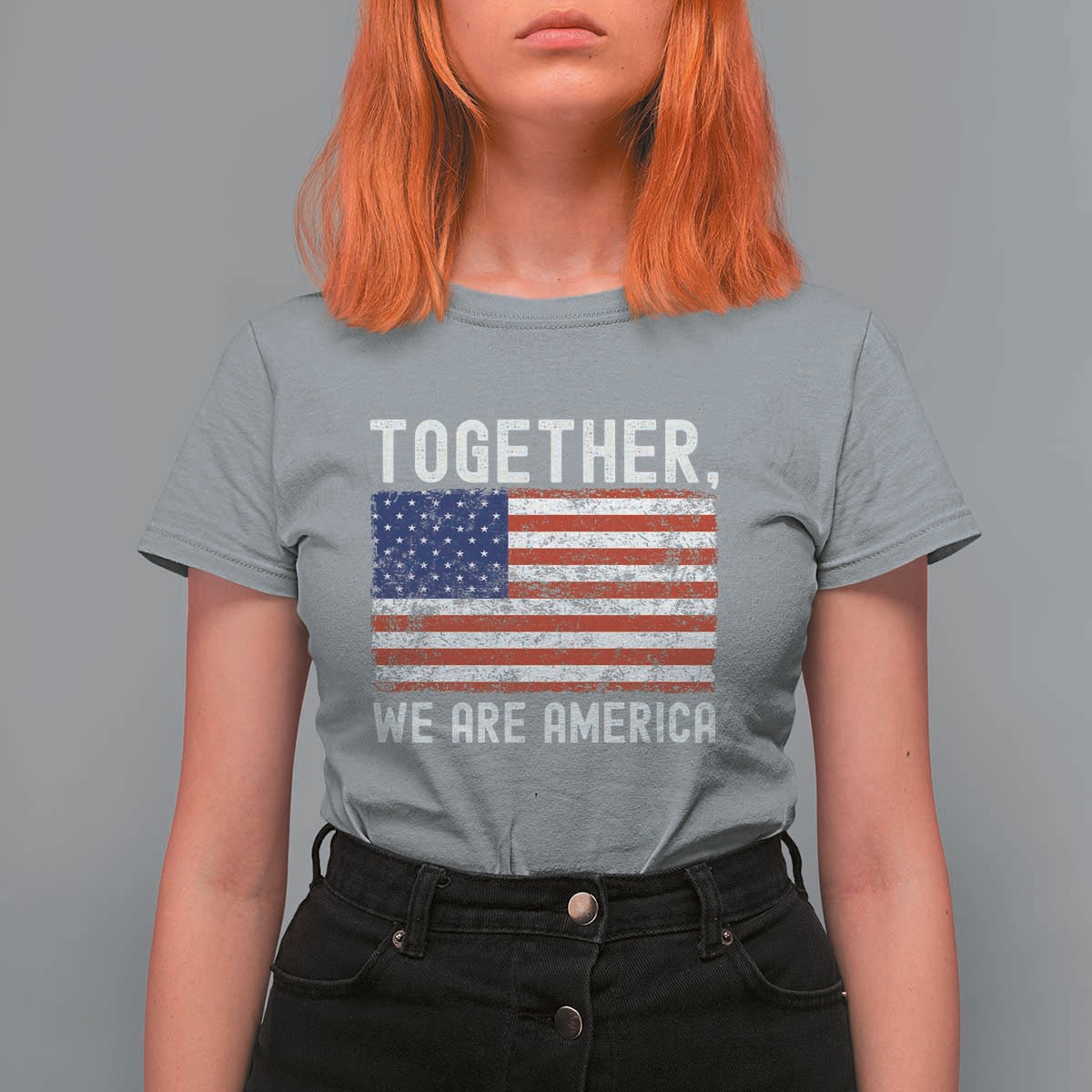 Together We Are America Vintage Football T Shirt For Women Classic Patriotic Sports Bunny Inspirational Quote