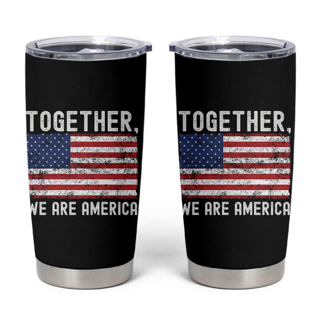 Together We Are America Vintage Football Tumbler Cup Classic Patriotic Sports Bunny Inspirational Quote