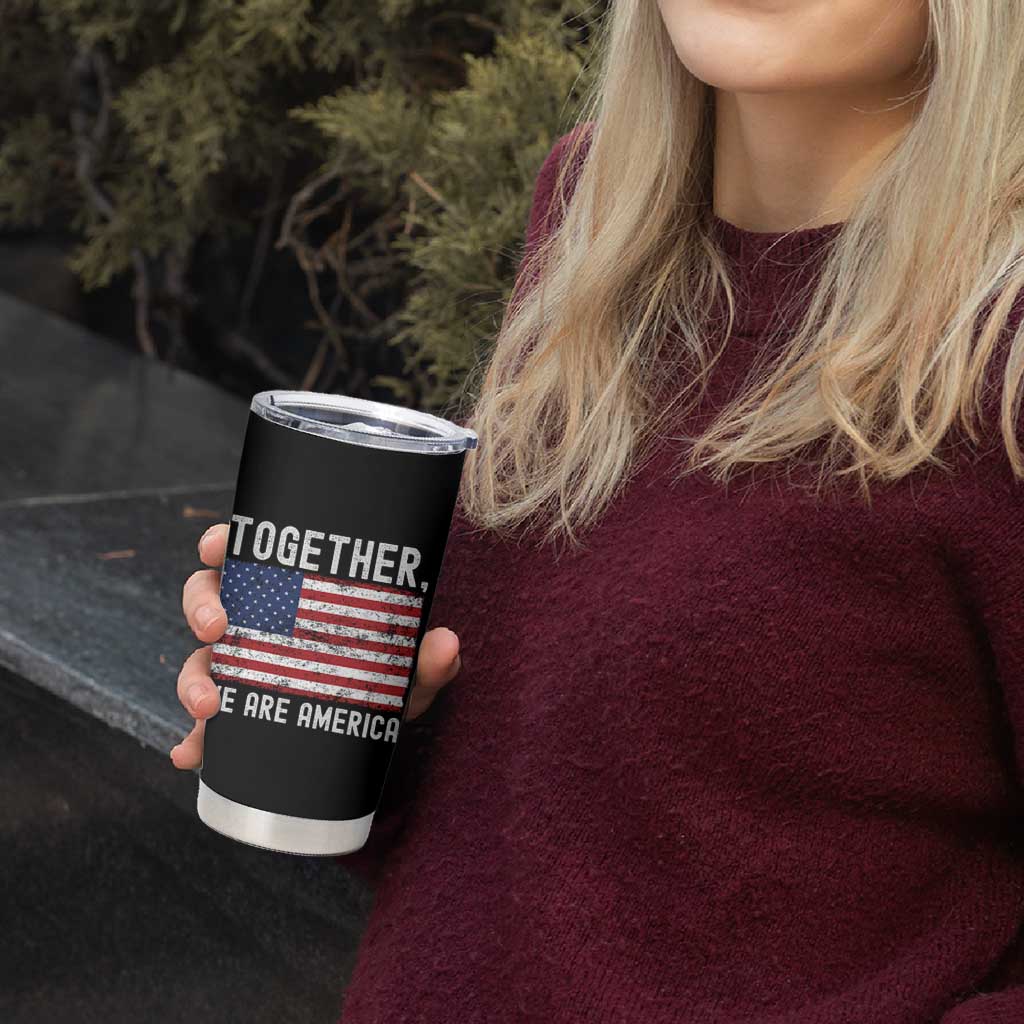 Together We Are America Vintage Football Tumbler Cup Classic Patriotic Sports Bunny Inspirational Quote