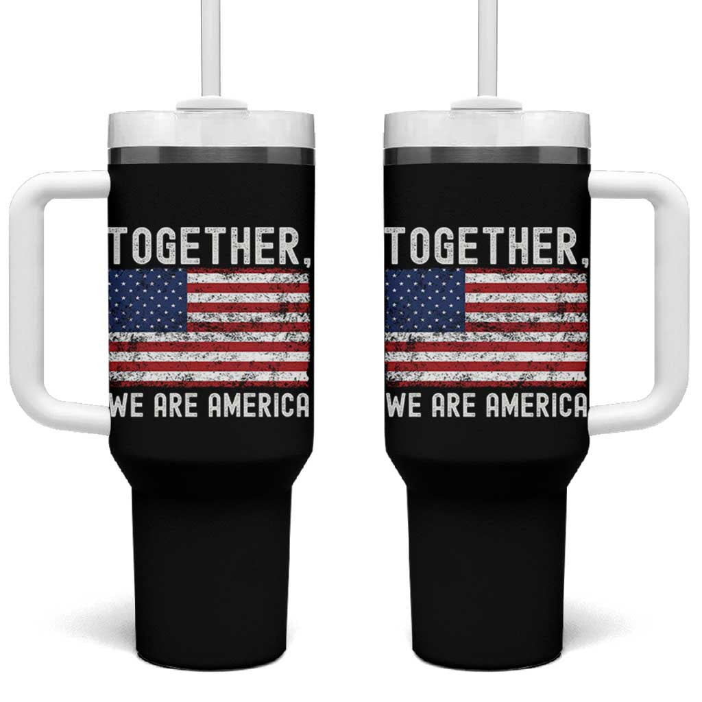 Together We Are America Vintage Football Tumbler With Handle Classic Patriotic Sports Bunny Inspirational Quote