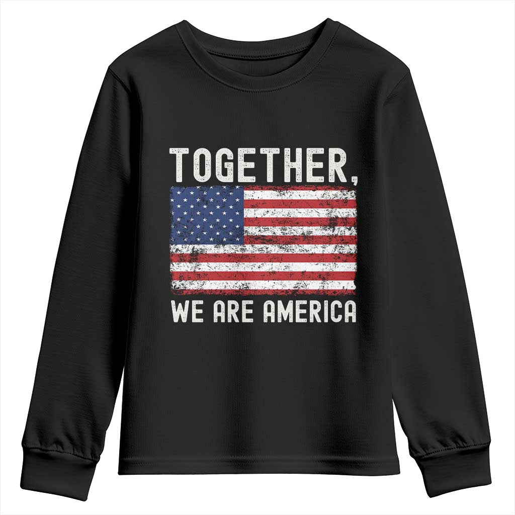 Together We Are America Vintage Football Youth Sweatshirt Classic Patriotic Sports Bunny Inspirational Quote