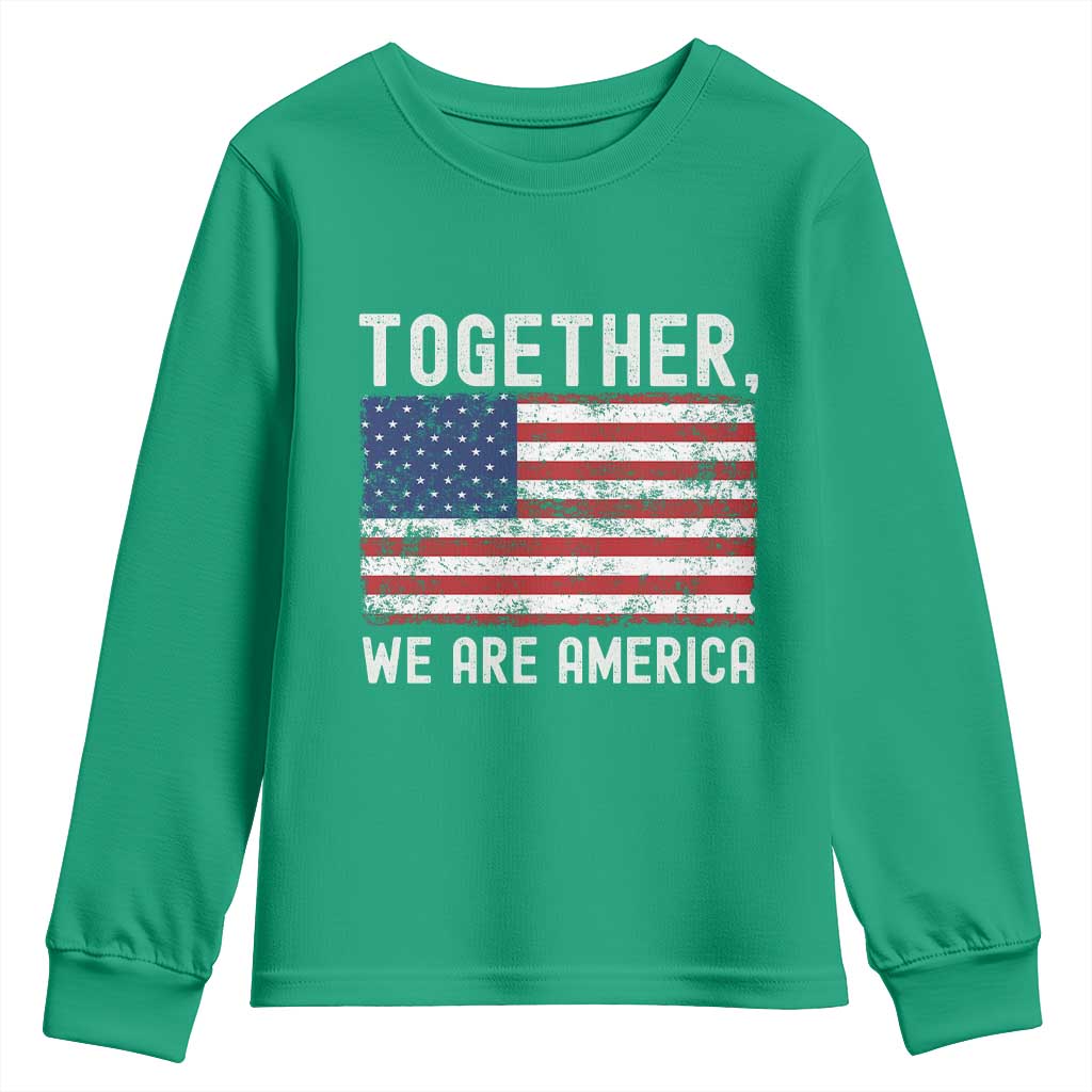 Together We Are America Vintage Football Youth Sweatshirt Classic Patriotic Sports Bunny Inspirational Quote