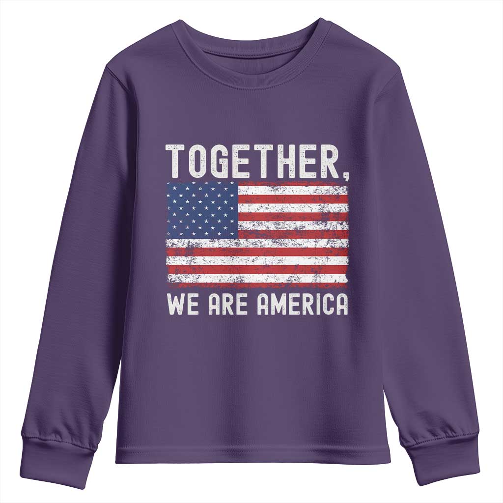 Together We Are America Vintage Football Youth Sweatshirt Classic Patriotic Sports Bunny Inspirational Quote