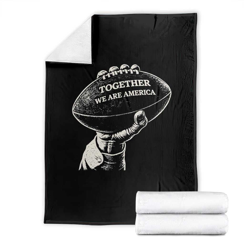 Together We Are America Vintage Football Throw Blanket Patriotic Sports Pride Bunny Inspirational Quote