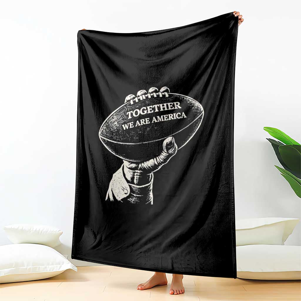 Together We Are America Vintage Football Throw Blanket Patriotic Sports Pride Bunny Inspirational Quote
