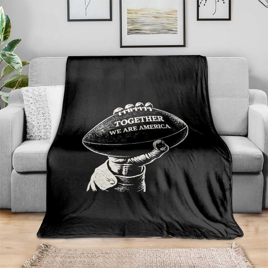 Together We Are America Vintage Football Throw Blanket Patriotic Sports Pride Bunny Inspirational Quote