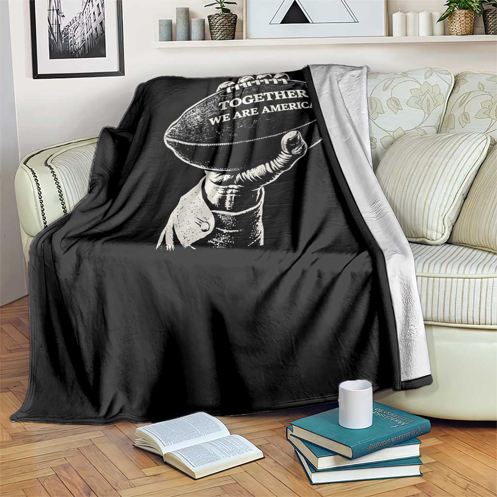Together We Are America Vintage Football Throw Blanket Patriotic Sports Pride Bunny Inspirational Quote