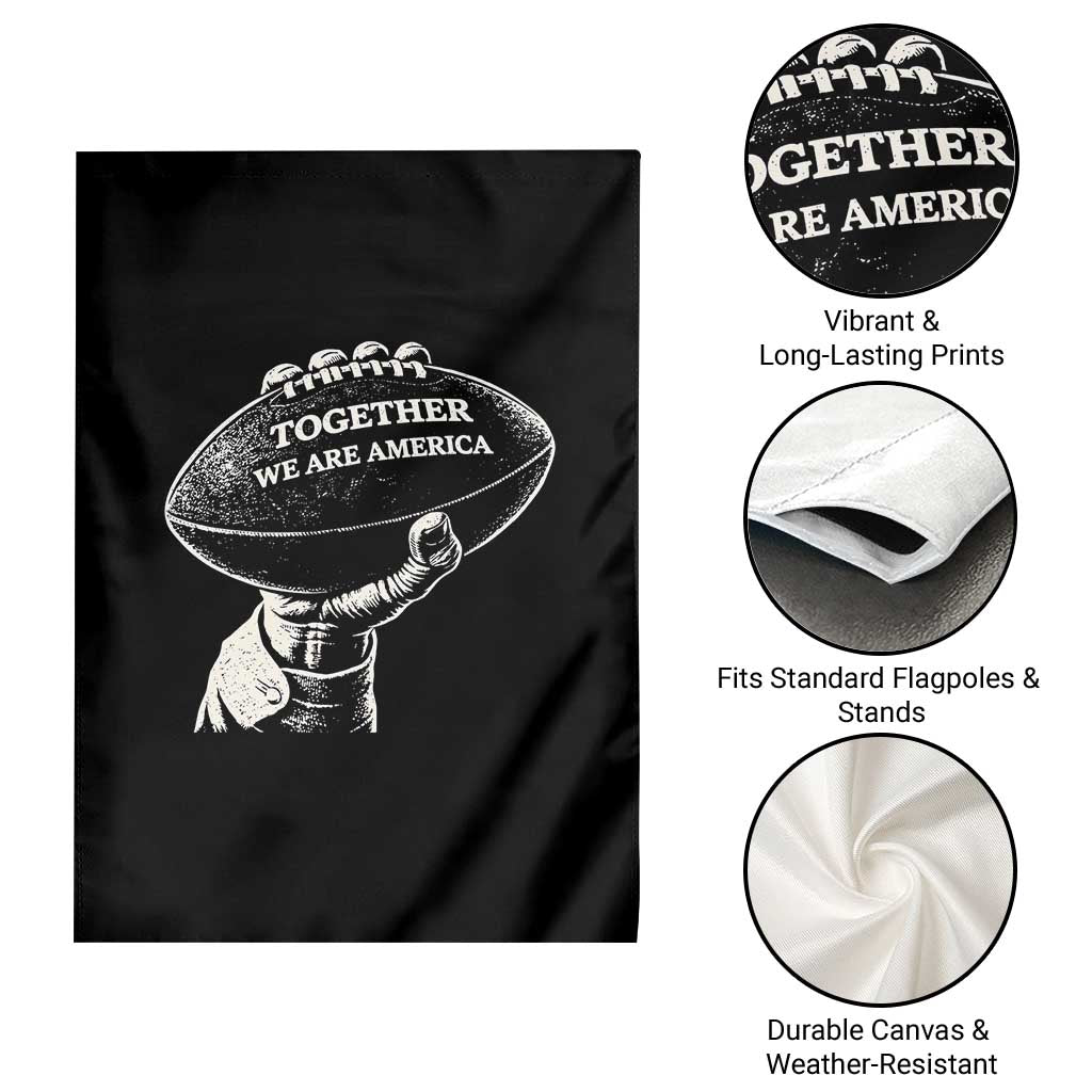 Together We Are America Vintage Football Garden Flag Patriotic Sports Pride Bunny Inspirational Quote