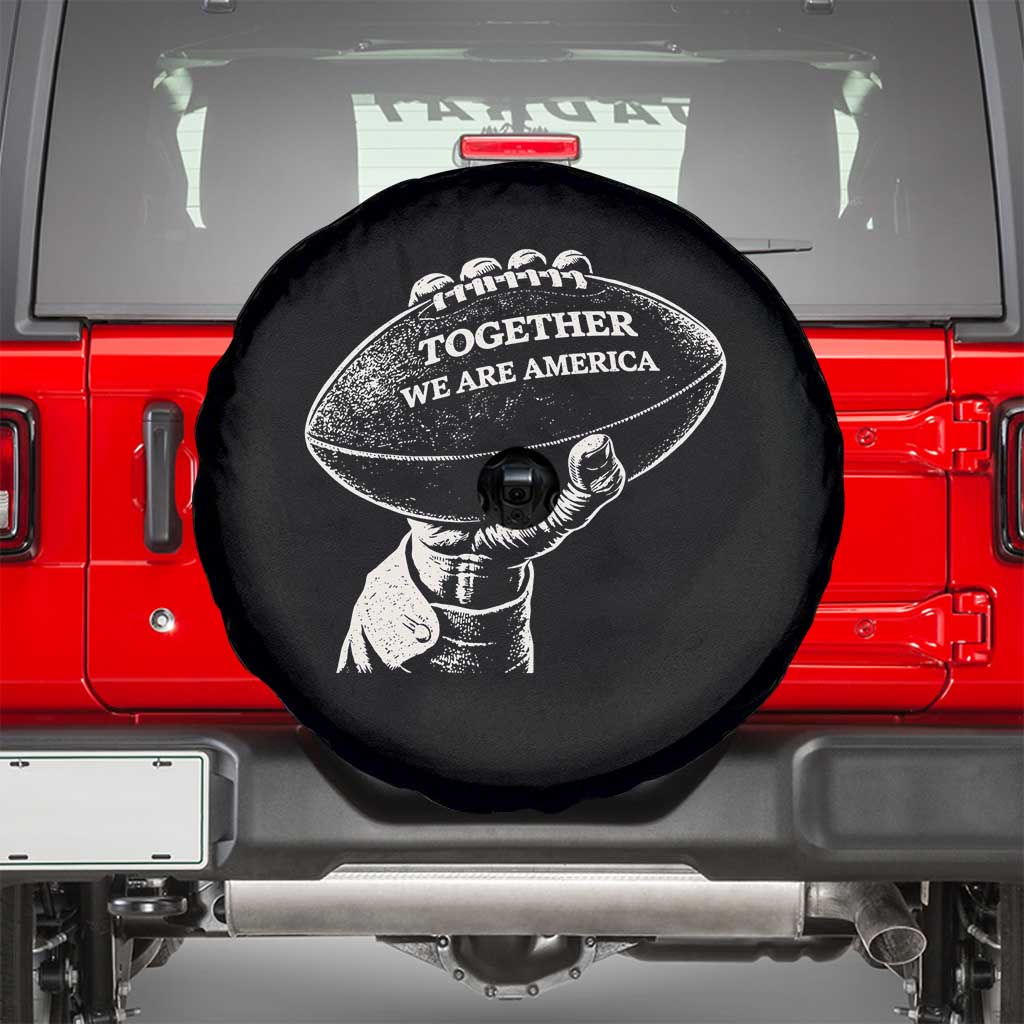 Together We Are America Vintage Football Spare Tire Cover Patriotic Sports Pride Bunny Inspirational Quote