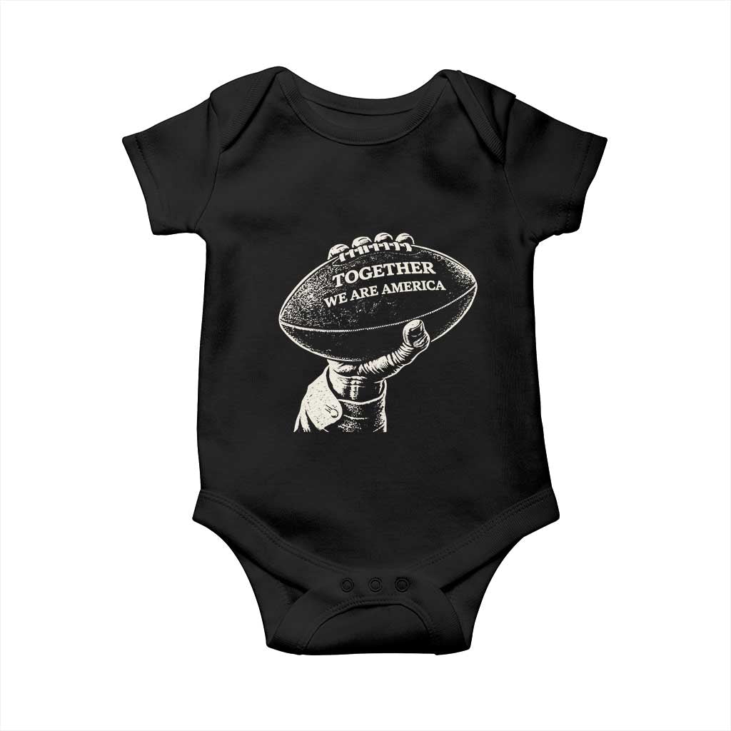 Together We Are America Vintage Football Baby Onesie Patriotic Sports Pride Bunny Inspirational Quote