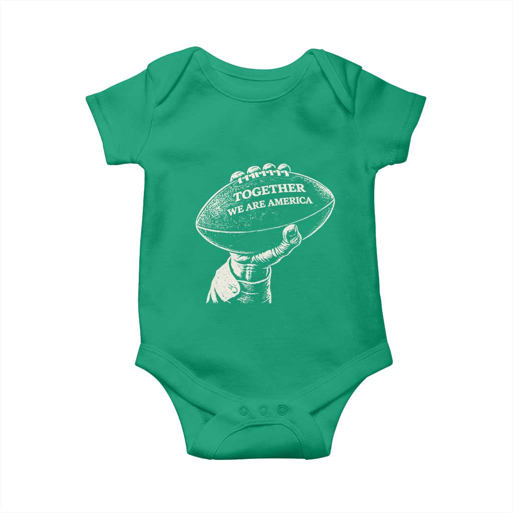 Together We Are America Vintage Football Baby Onesie Patriotic Sports Pride Bunny Inspirational Quote