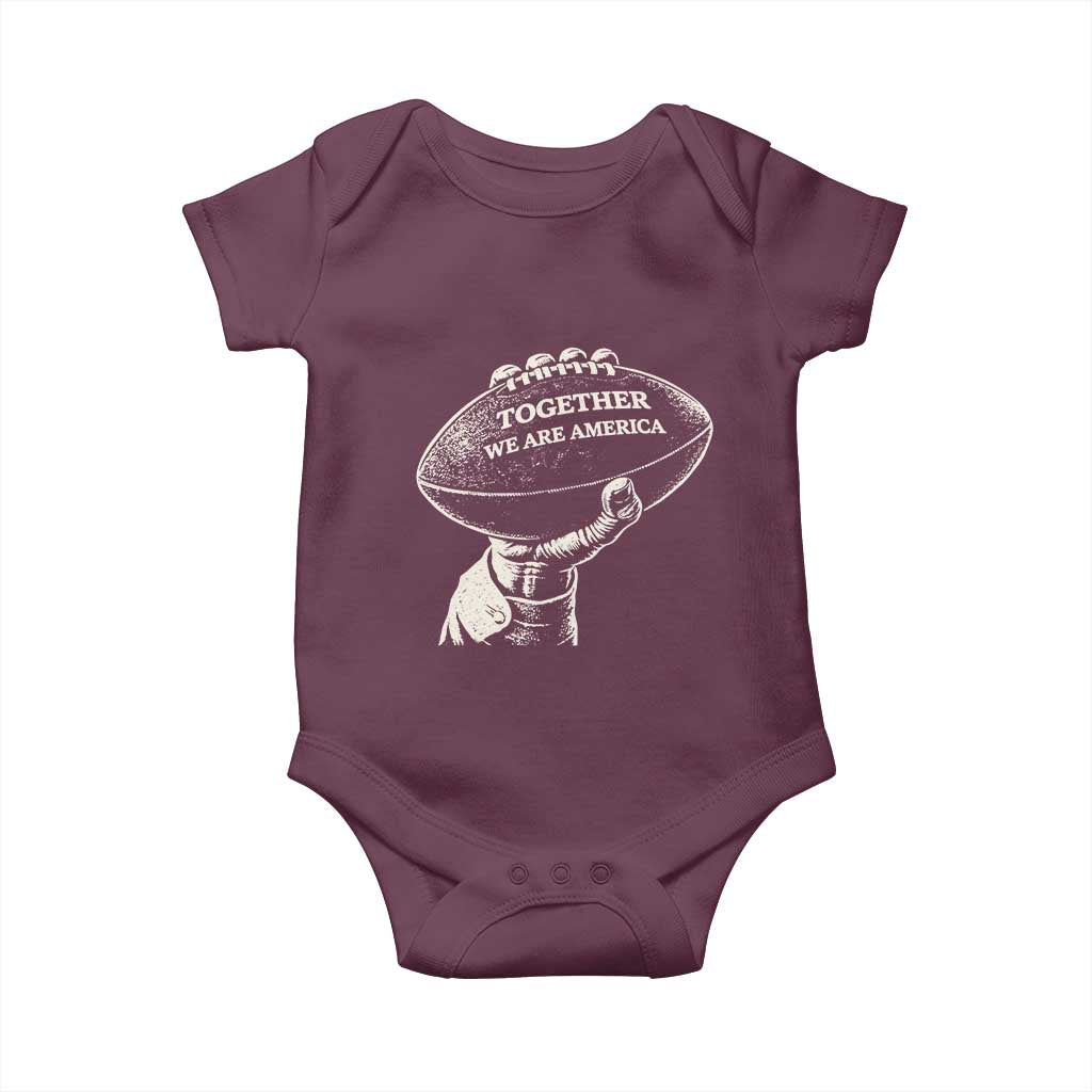 Together We Are America Vintage Football Baby Onesie Patriotic Sports Pride Bunny Inspirational Quote