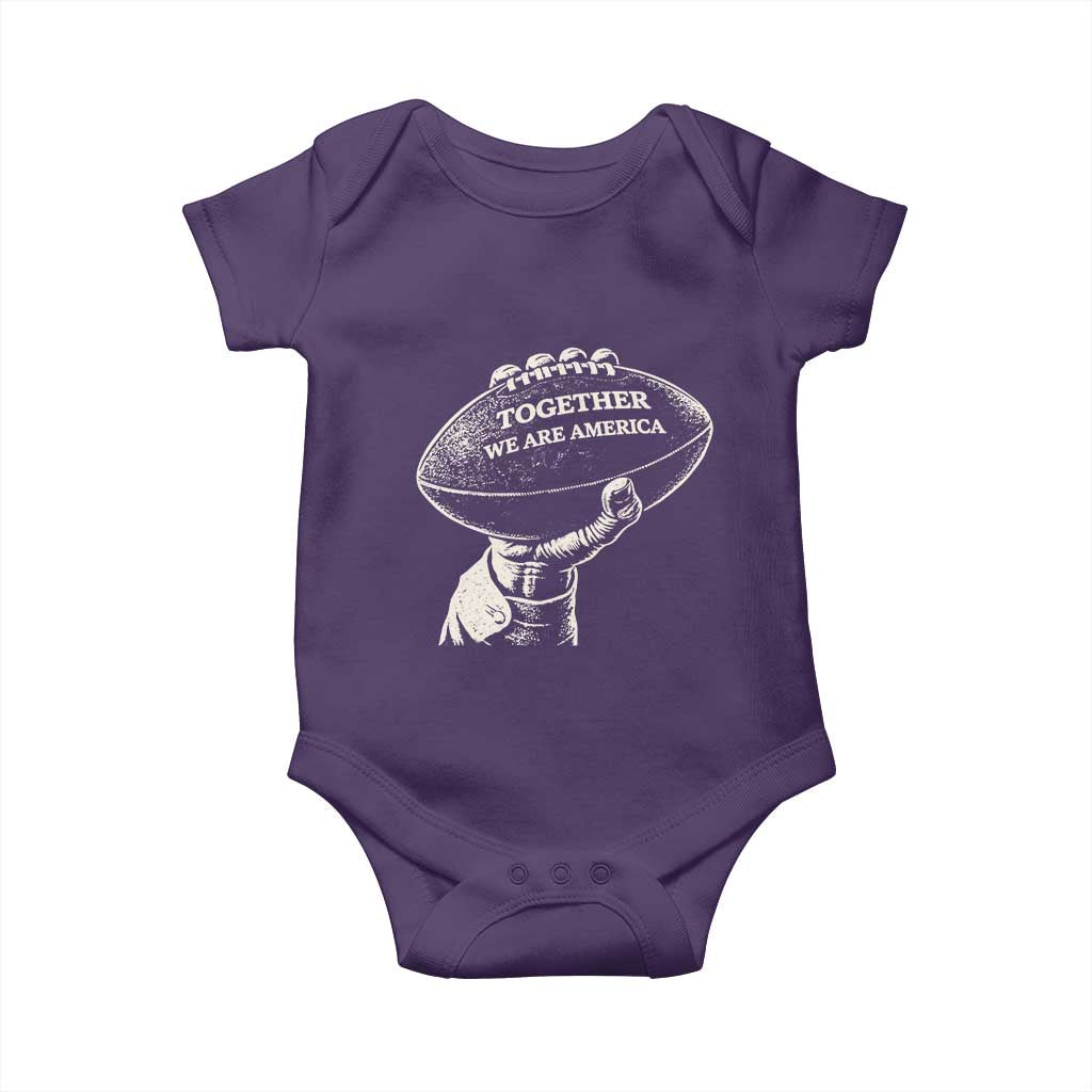 Together We Are America Vintage Football Baby Onesie Patriotic Sports Pride Bunny Inspirational Quote