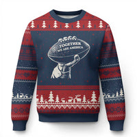 Together We Are America Vintage Football Ugly Christmas Sweater Patriotic Sports Pride Bunny Inspirational Quote