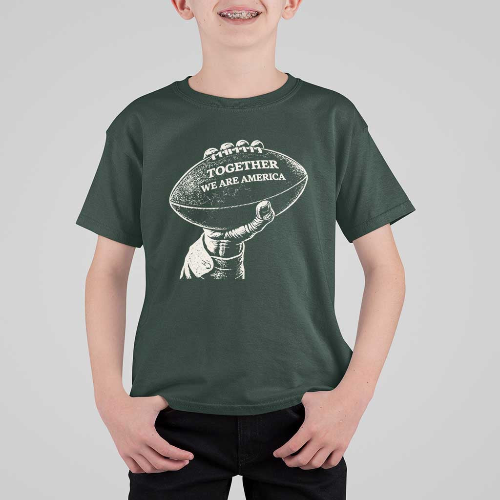 Together We Are America Vintage Football T Shirt For Kid Patriotic Sports Pride Bunny Inspirational Quote