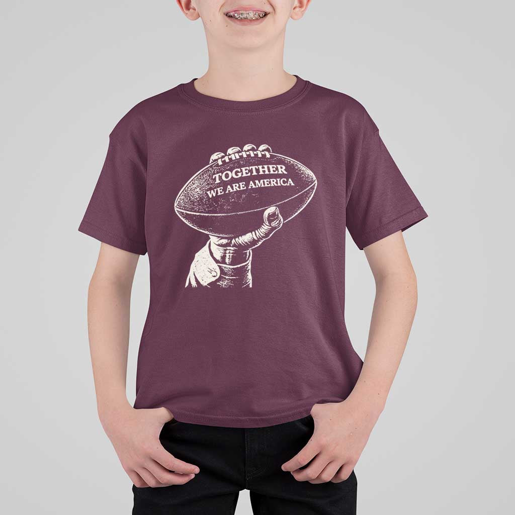 Together We Are America Vintage Football T Shirt For Kid Patriotic Sports Pride Bunny Inspirational Quote