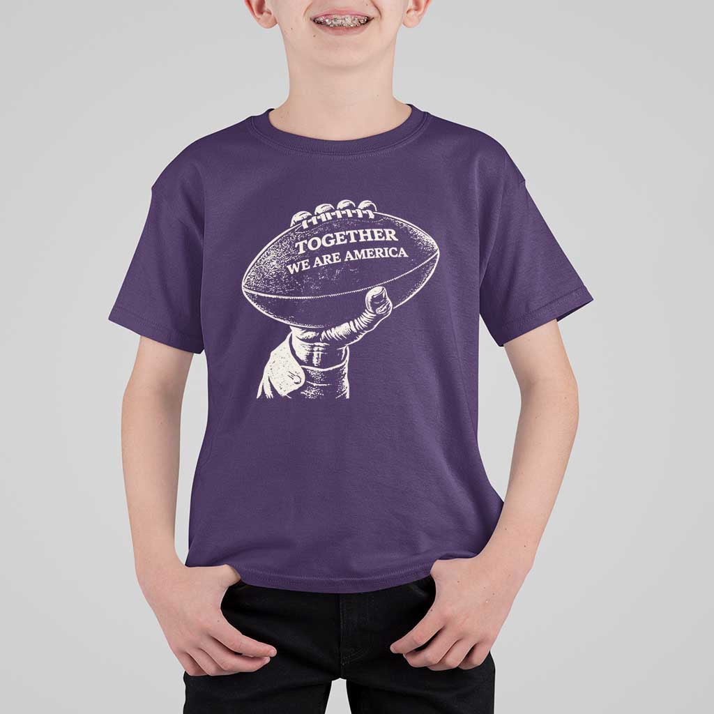Together We Are America Vintage Football T Shirt For Kid Patriotic Sports Pride Bunny Inspirational Quote
