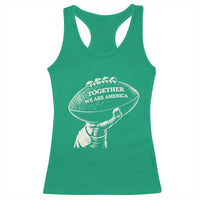 Together We Are America Vintage Football Racerback Tank Top Patriotic Sports Pride Bunny Inspirational Quote