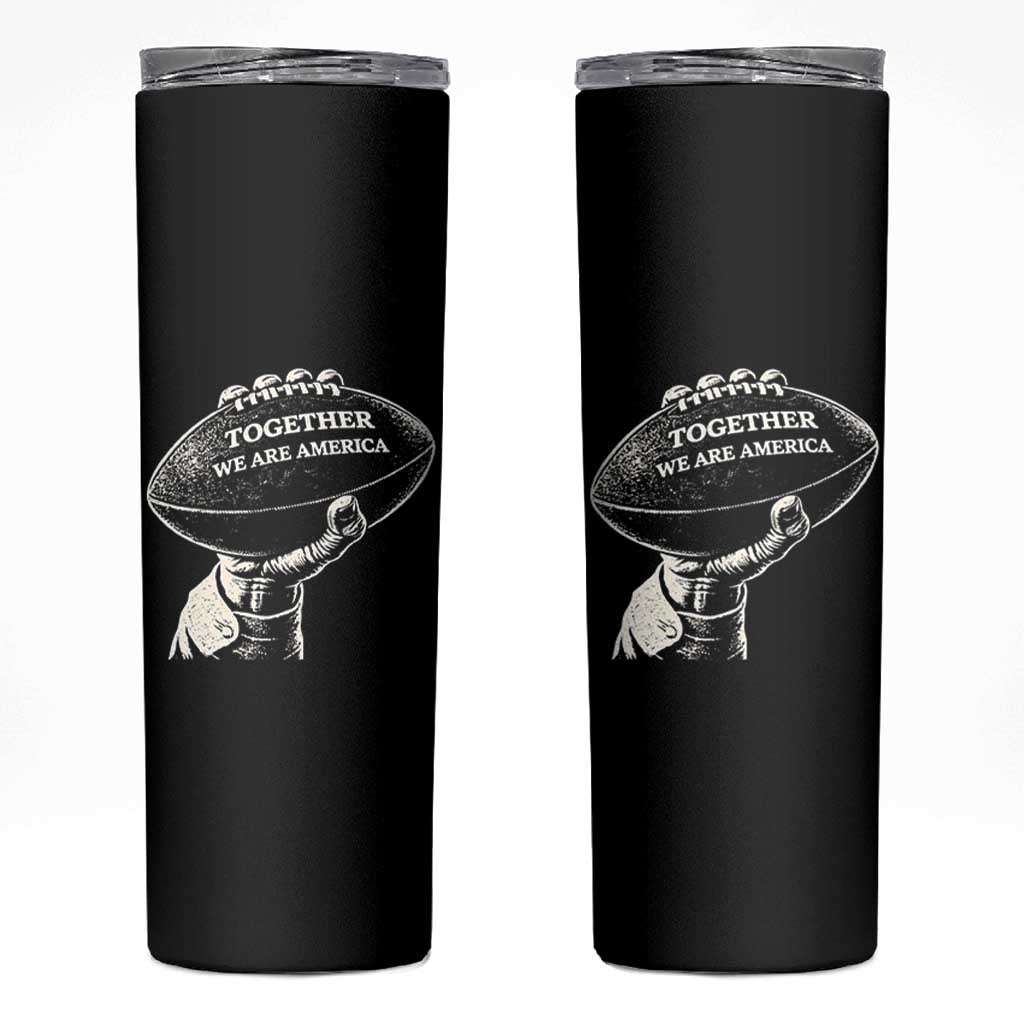 Together We Are America Vintage Football Skinny Tumbler Patriotic Sports Pride Bunny Inspirational Quote
