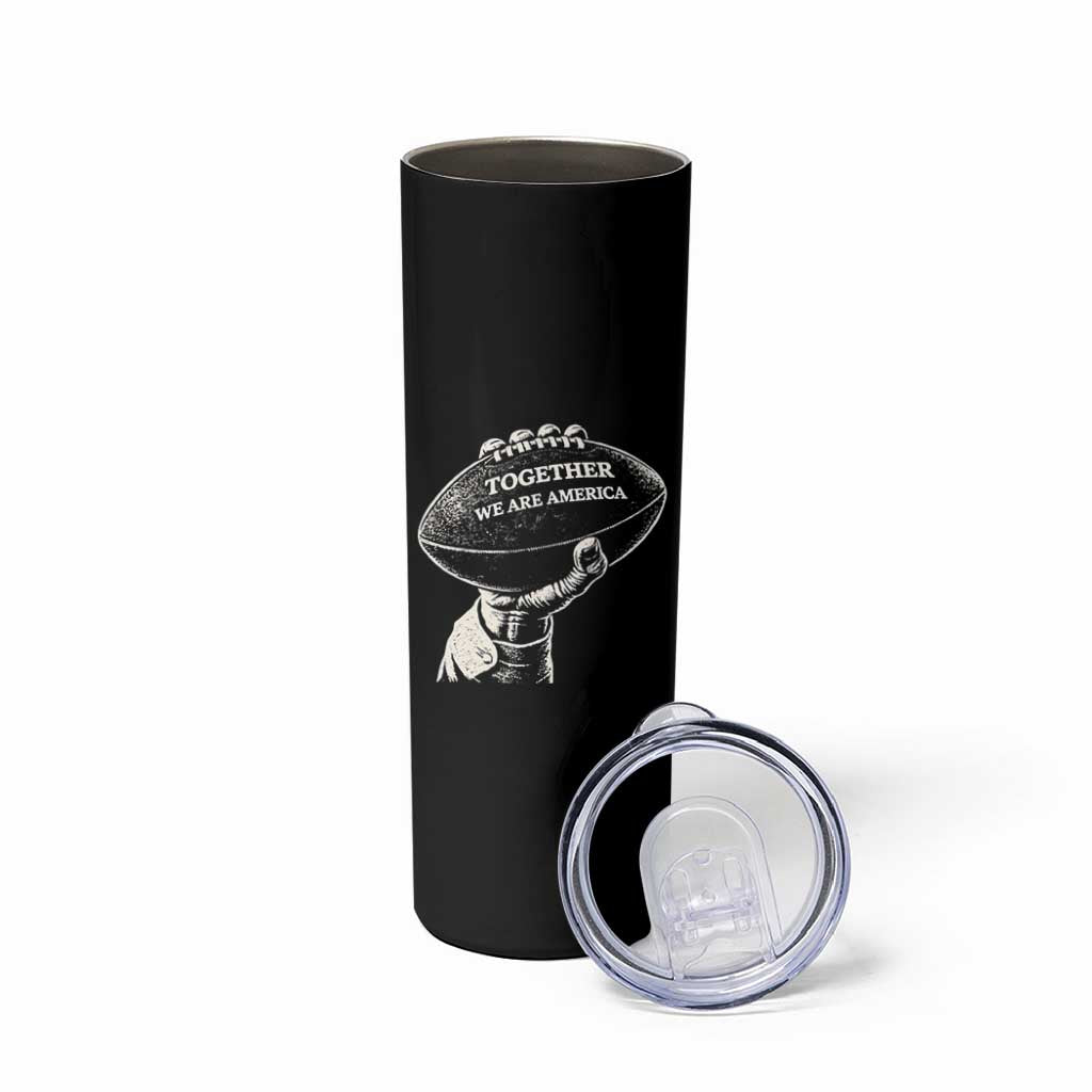 Together We Are America Vintage Football Skinny Tumbler Patriotic Sports Pride Bunny Inspirational Quote