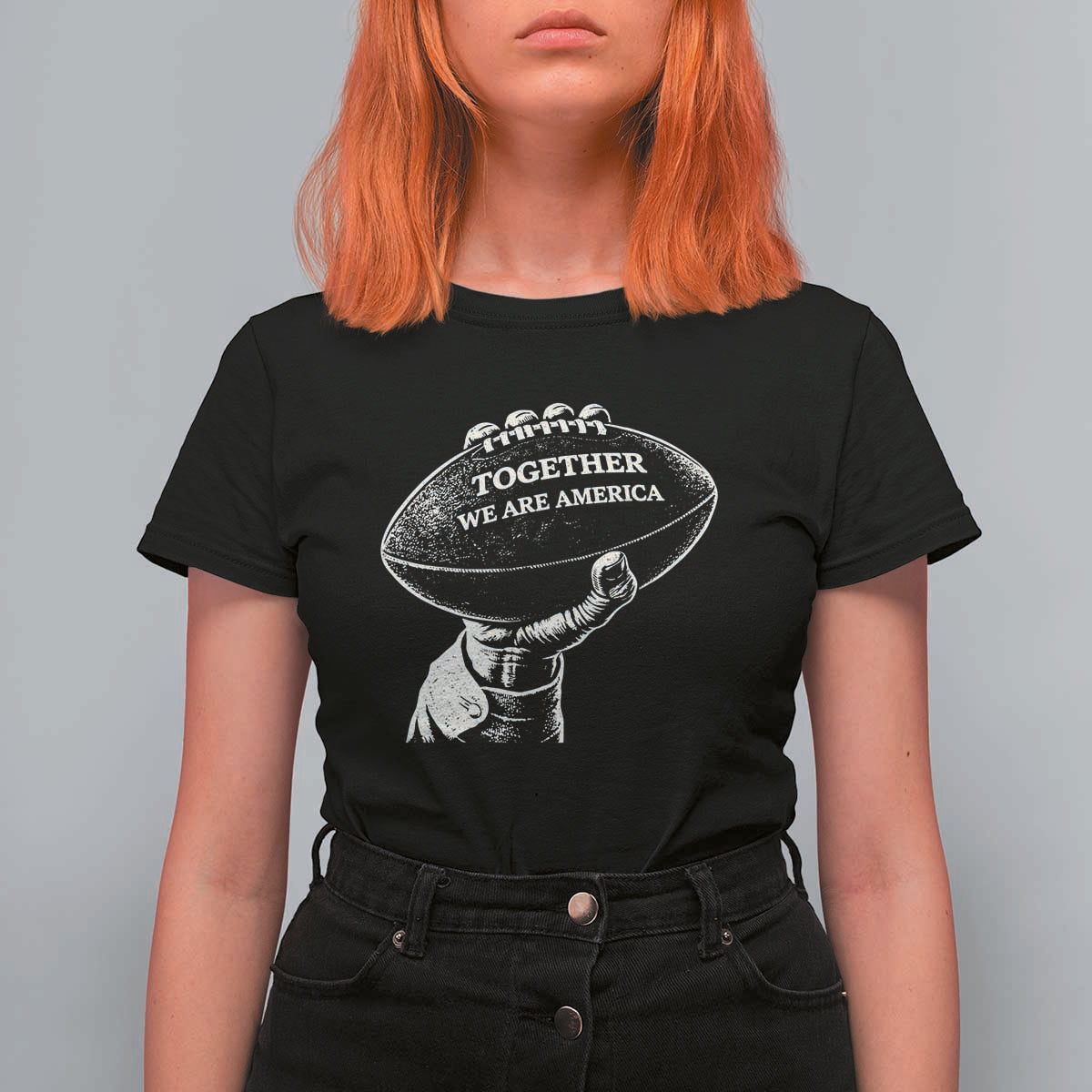 Together We Are America Vintage Football T Shirt For Women Patriotic Sports Pride Bunny Inspirational Quote