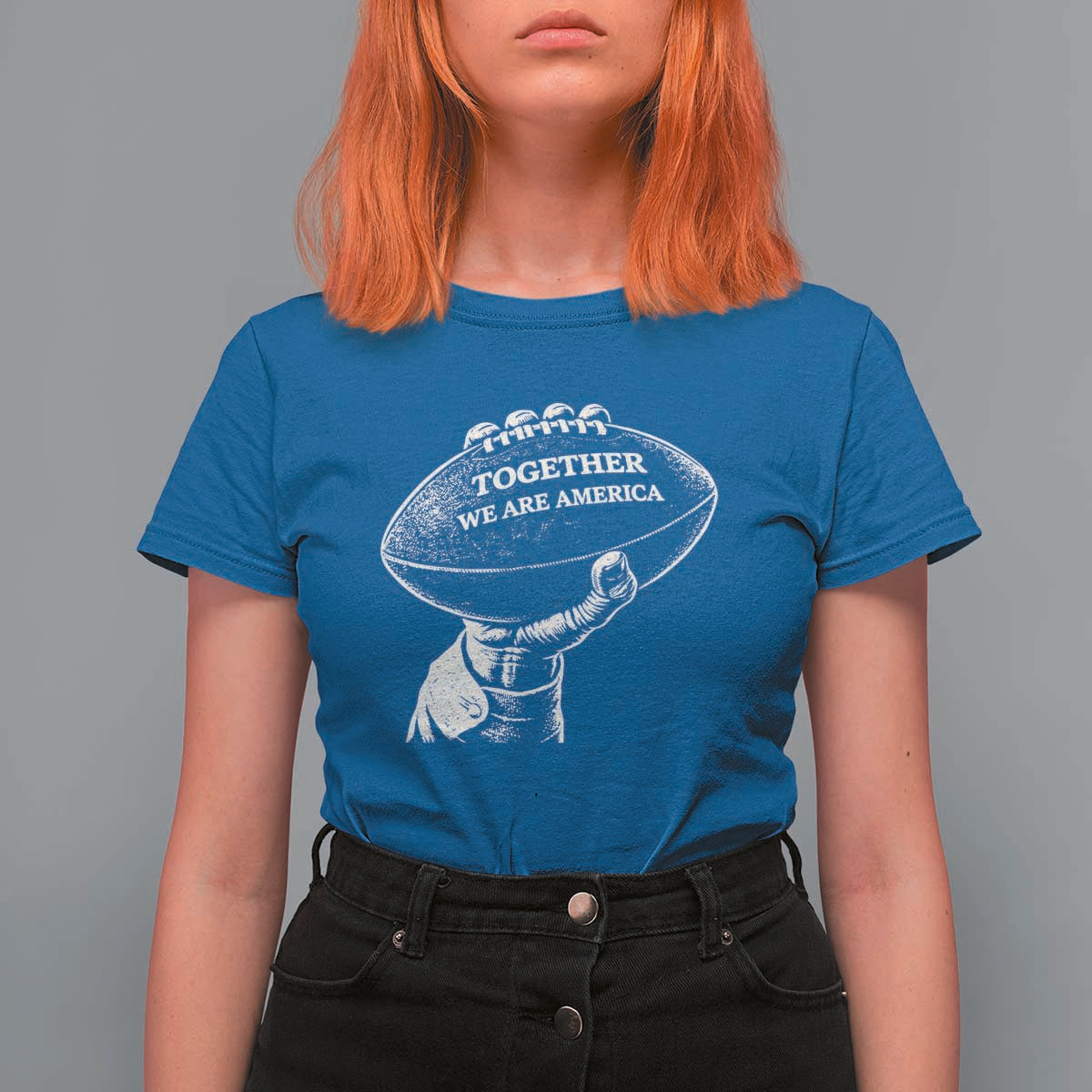 Together We Are America Vintage Football T Shirt For Women Patriotic Sports Pride Bunny Inspirational Quote