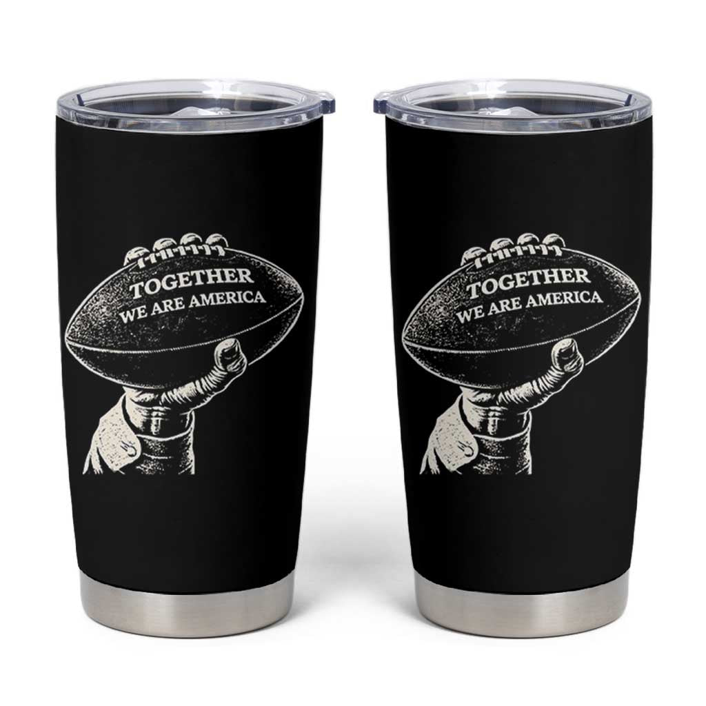 Together We Are America Vintage Football Tumbler Cup Patriotic Sports Pride Bunny Inspirational Quote