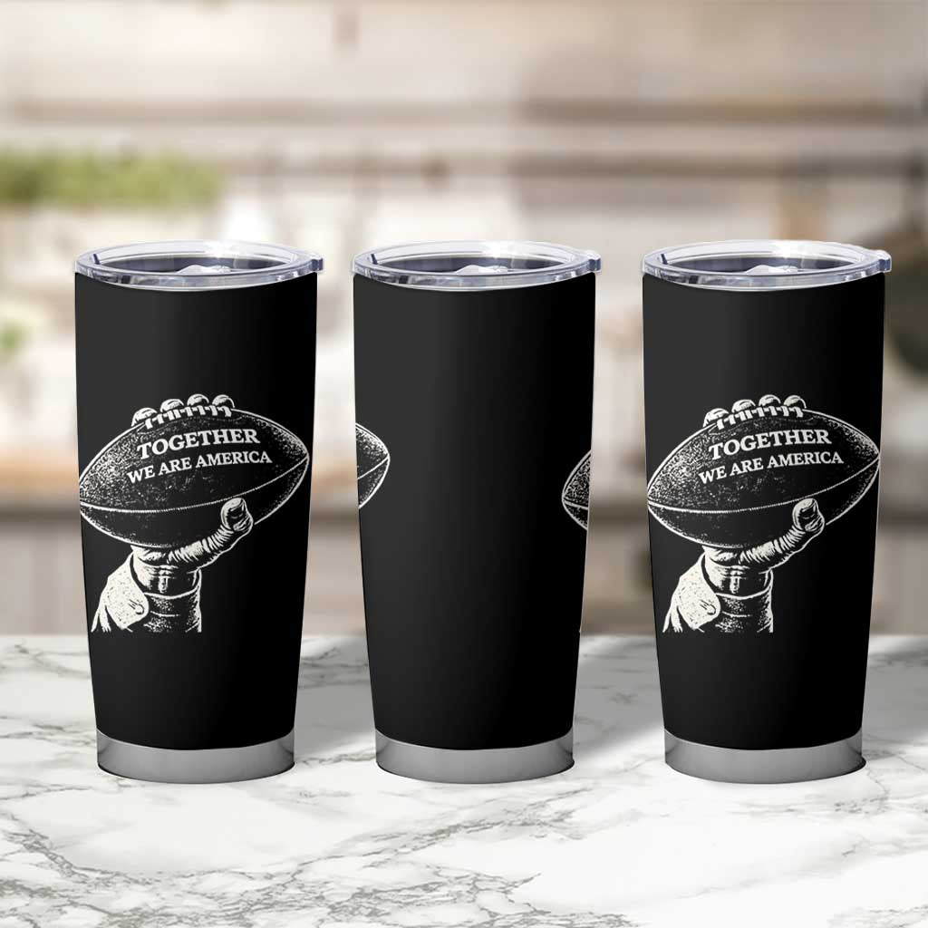 Together We Are America Vintage Football Tumbler Cup Patriotic Sports Pride Bunny Inspirational Quote