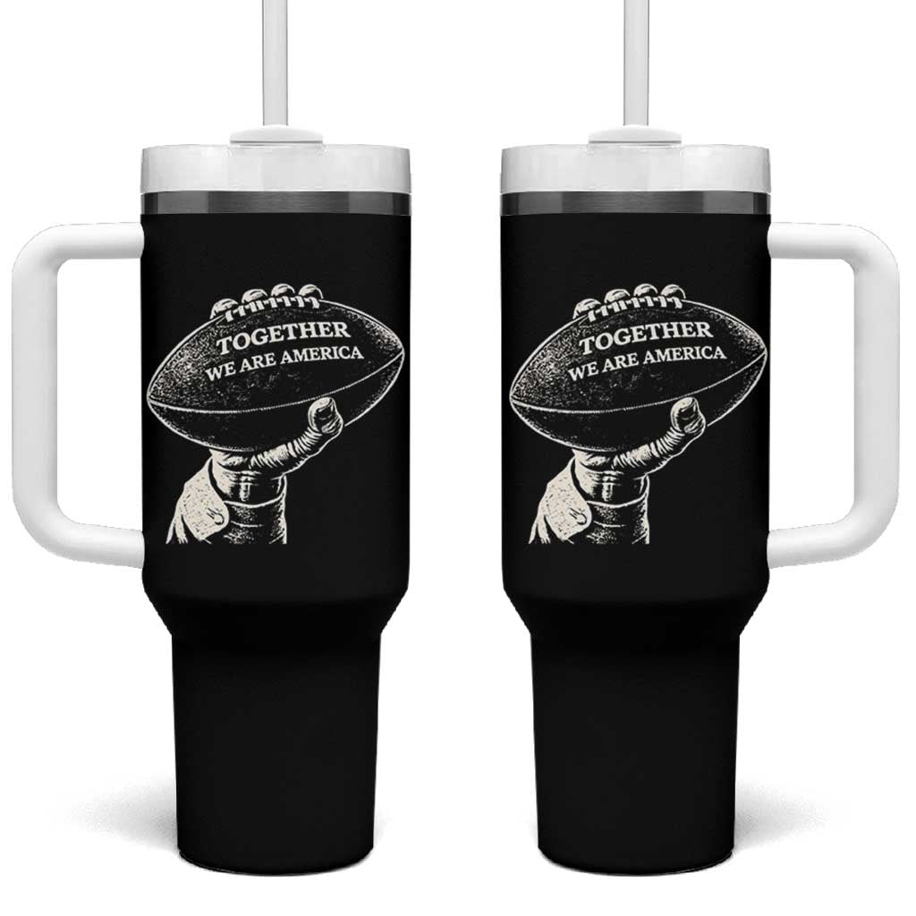 Together We Are America Vintage Football Tumbler With Handle Patriotic Sports Pride Bunny Inspirational Quote