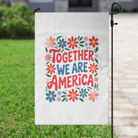 Together We Are America Floral Patriotic Garden Flag Retro Red White and Blue Bunny Inspirational Quote