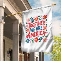 Together We Are America Floral Patriotic Garden Flag Retro Red White and Blue Bunny Inspirational Quote