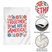 Together We Are America Floral Patriotic Garden Flag Retro Red White and Blue Bunny Inspirational Quote