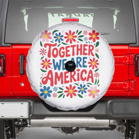 Together We Are America Floral Patriotic Spare Tire Cover Retro Red White and Blue Bunny Inspirational Quote