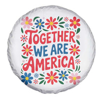 Together We Are America Floral Patriotic Spare Tire Cover Retro Red White and Blue Bunny Inspirational Quote