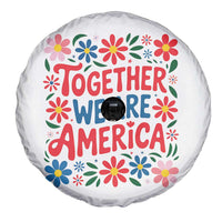 Together We Are America Floral Patriotic Spare Tire Cover Retro Red White and Blue Bunny Inspirational Quote