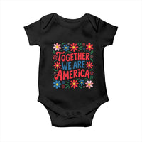 Together We Are America Floral Patriotic Baby Onesie Retro Red White and Blue Bunny Inspirational Quote